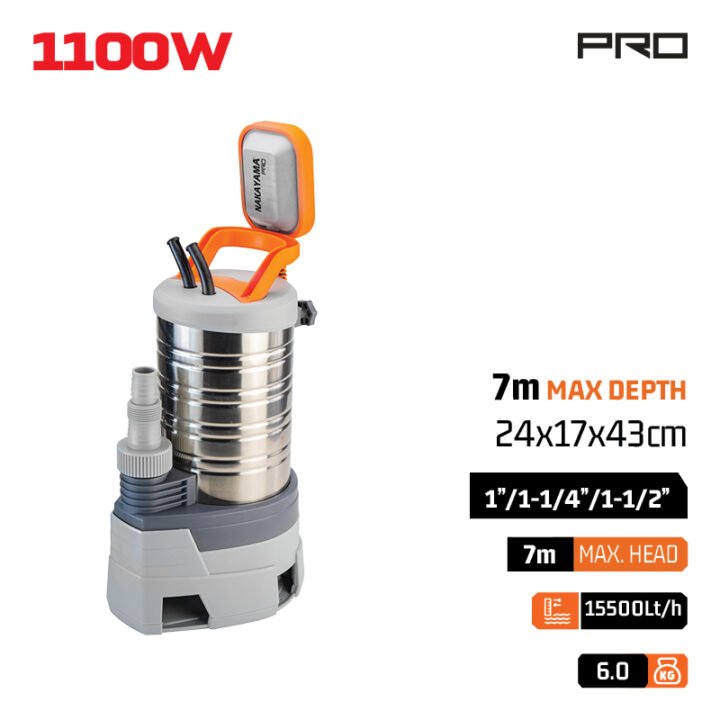 NAKAYAMA NP1100 Αντλία Ακαθάρτων Inox/Πλαστικό,900W