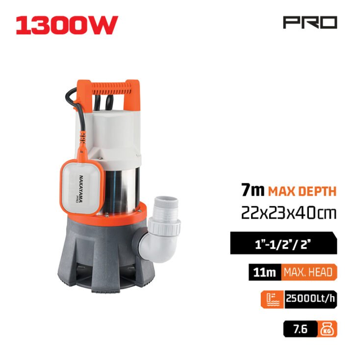 NAKAYAMA Pro NP1130 Αντλία Ακαθάρτων Inox,1300W