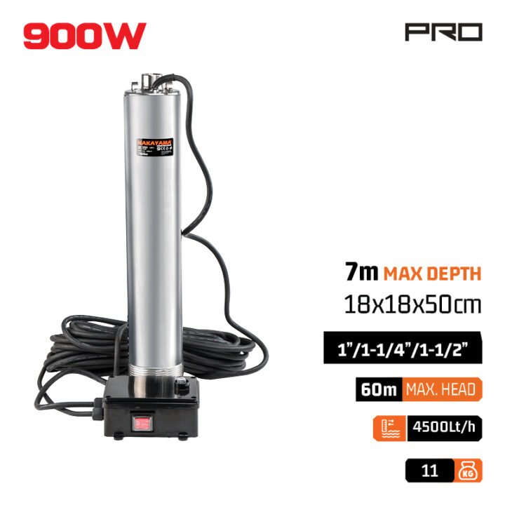 NAKAYAMA Pro NP1190 Αντλία Πηγαδιού Inox Με Πίνακα 900W