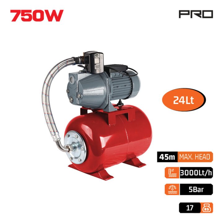 NAKAYAMA Pro NP2108 Πιεστικό Με Δοχείο 24Lt Αντλία Jet 750W