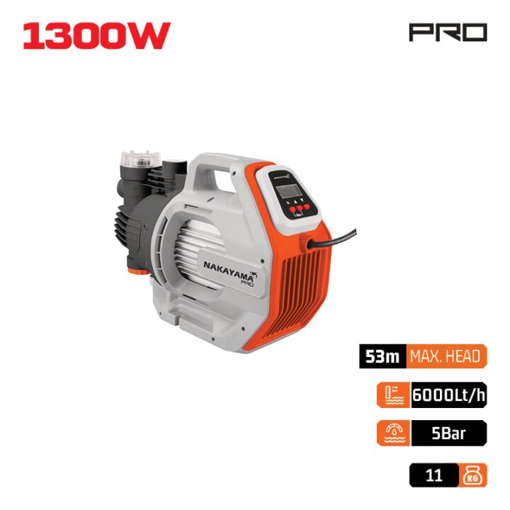 NAKAYAMA Pro NP2150 Πιεστικό Συγκρότημα με Ενσωματωμένο Ψηφιακό Ελεγκτή 1300W,6000L/h,LCD Οθόνη