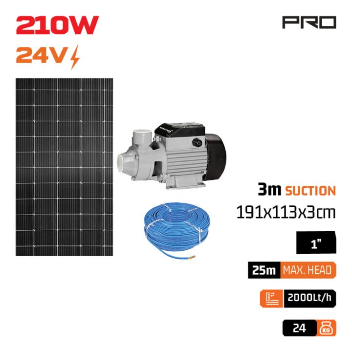 NAKAYAMA Pro NP2200 Αντλία Νερού με Φωτοβολταικό 24V,210W,Μέγιστο Μανομετρικό 25m & Πάνελ 450W