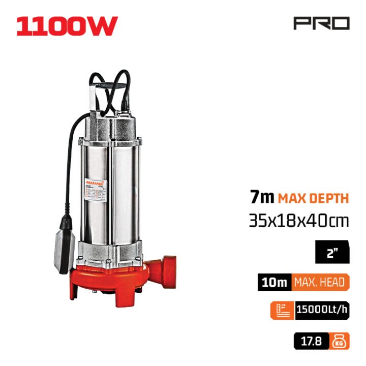 NAKAYAMA Pro SP1115 Αντλία Λυμάτων με Κοπτήρα 1100W